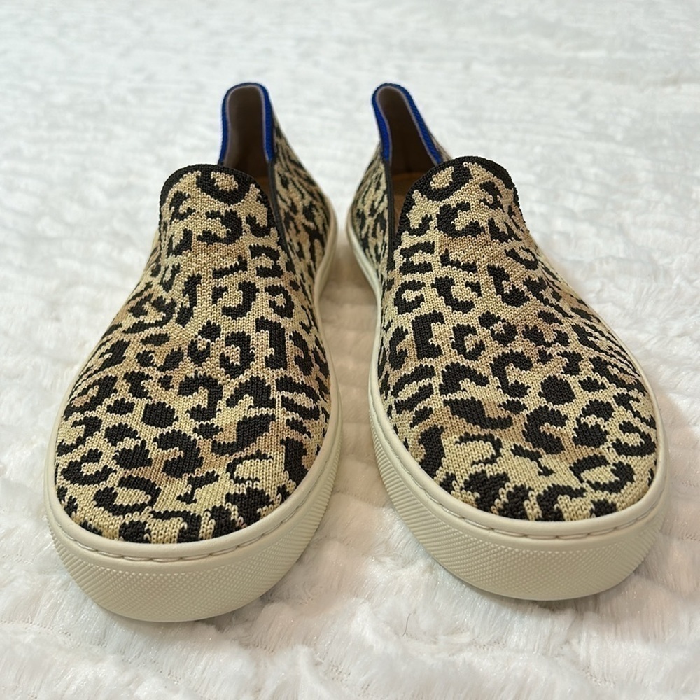 Rothy’s New wild cat leopard animal print slip on knit sneaker women’s size 7 - Picture 2 of 10